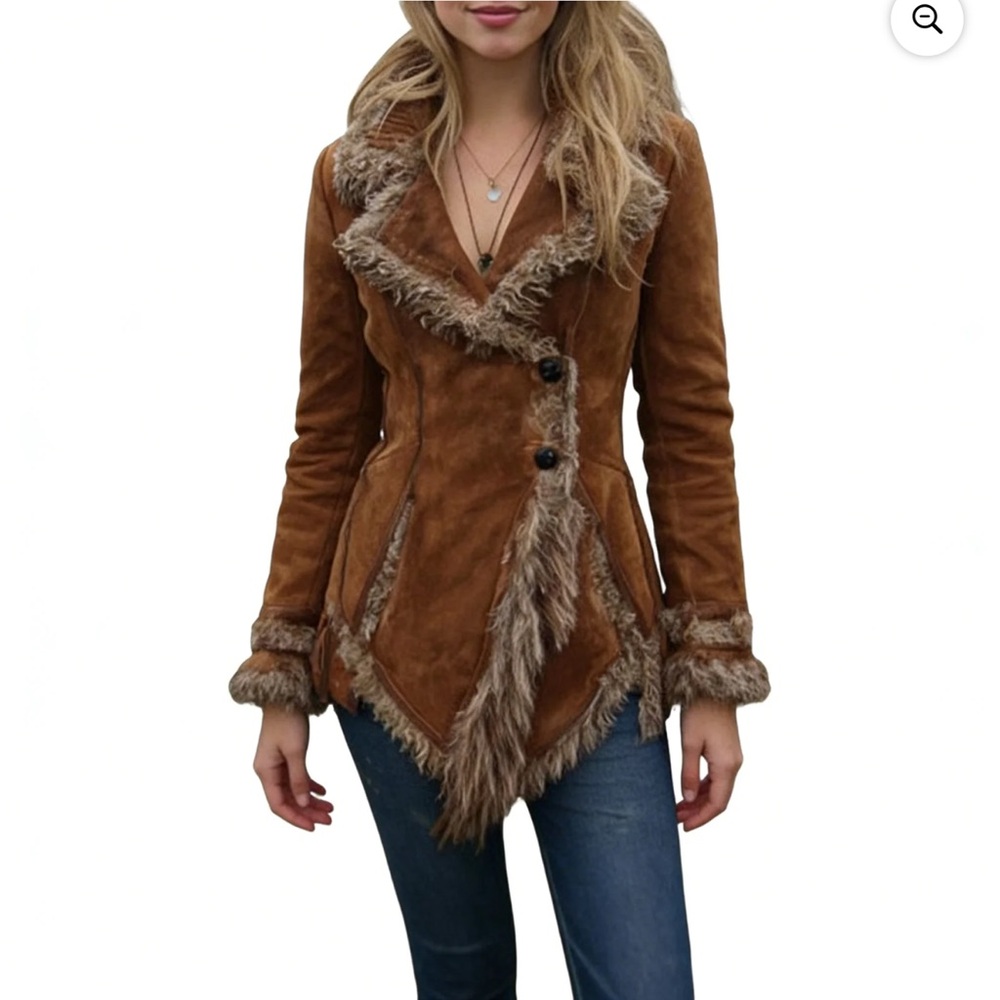 NWT Faux Fur Collar Lapel Jacket